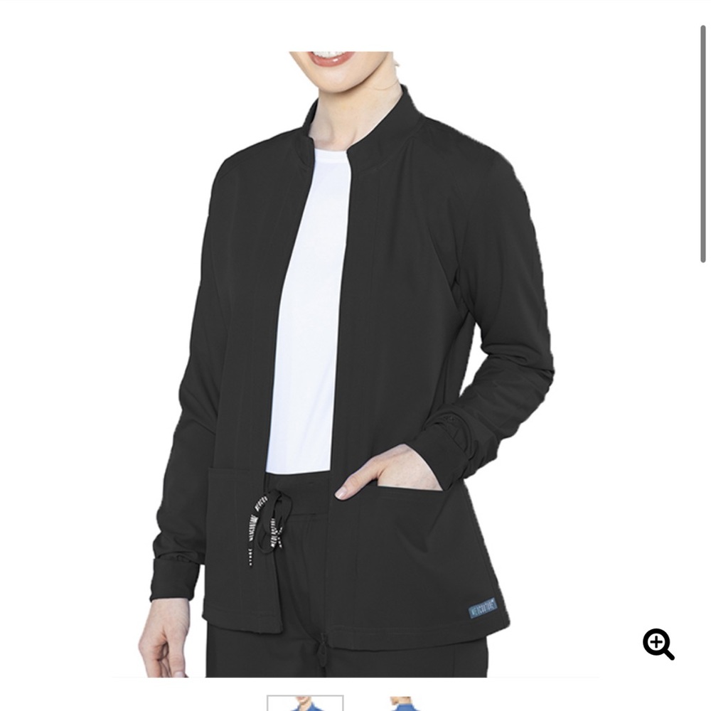 Brand new scrub jacket black. NWT warm up nursing scrubs jacket